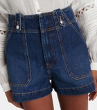 Veronica Beard Jaffee pleated high-rise denim shorts
