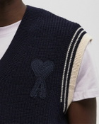 AMI Paris RIBBED SWEATER Blue Mens Vest