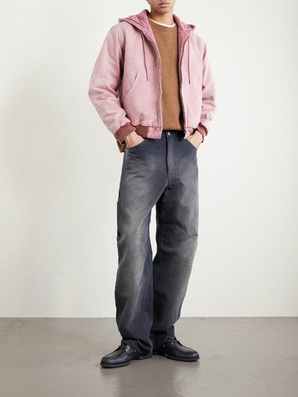Auralee - Garment-Dyed Cotton-Canvas Zip-Up Hooded Jacket - Pink