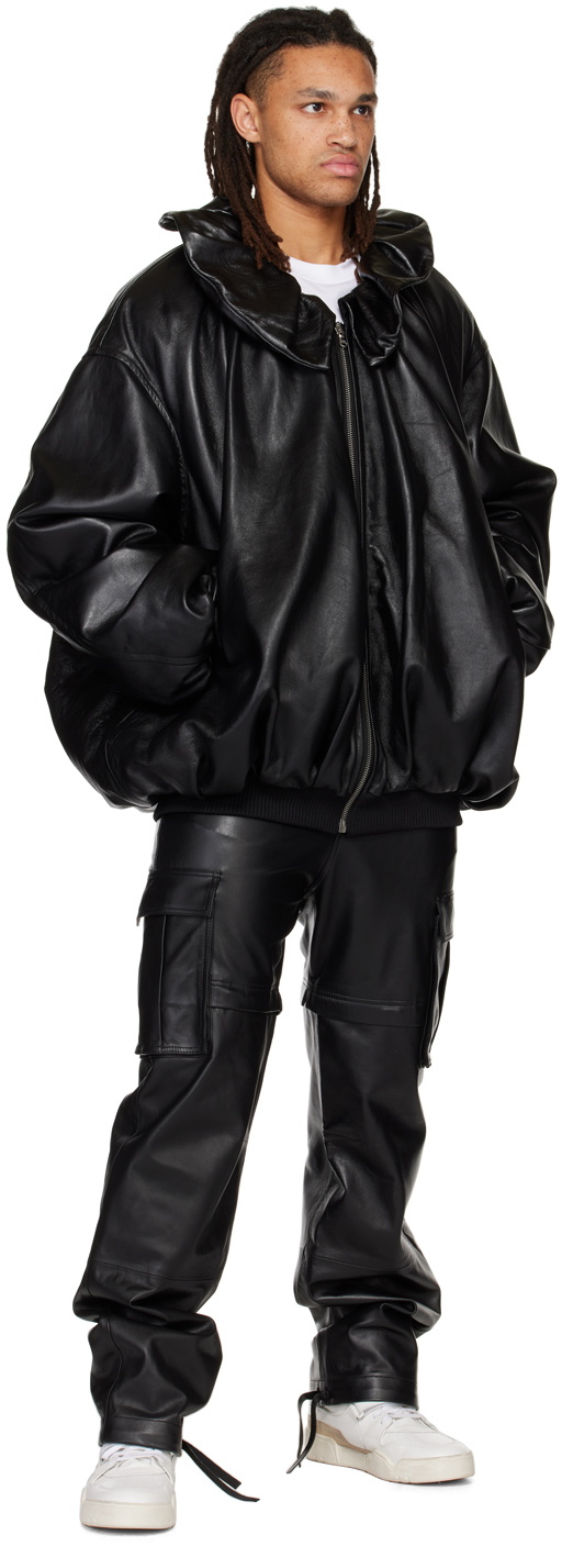 ANDREĀDAMO Black Paneled Leather Pants