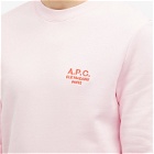 A.P.C. Men's Rider Embroidered Logo Crew Sweat in Pink