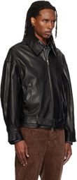 SOSHIOTSUKI Black Oiled Leather Blouson Jacket