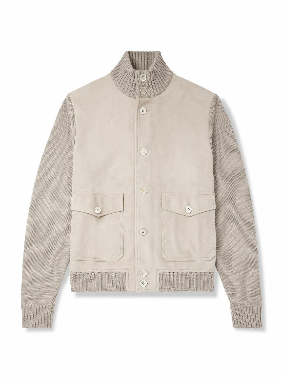 Incotex - Zanone Virgin Wool-Trimmed Suede Jacket - Brown