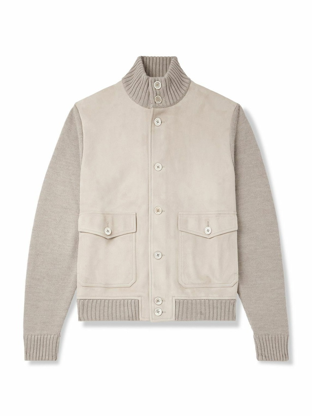 Photo: Incotex - Zanone Virgin Wool-Trimmed Suede Jacket - Brown