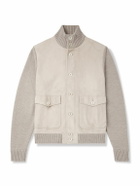Incotex - Zanone Virgin Wool-Trimmed Suede Jacket - Brown