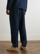 YMC - Alva Straight-Leg Sashiko Indigo-Dyed Cotton Drawstring Trousers - Blue