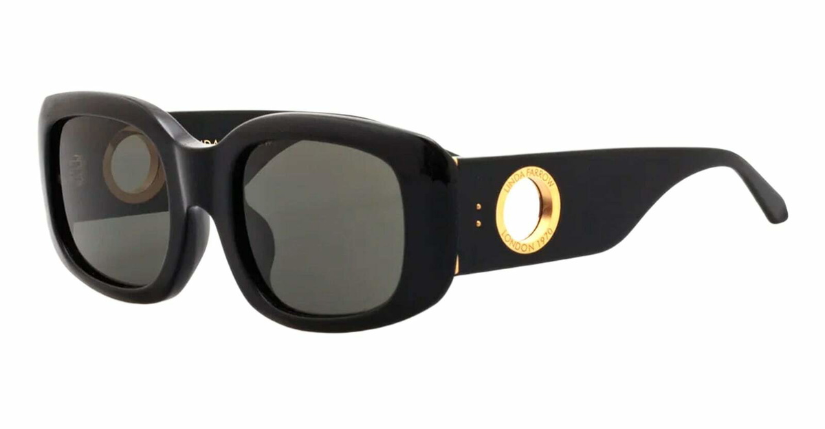 Linda Farrow Celeste - Black / Yellow Gold Sunglasses