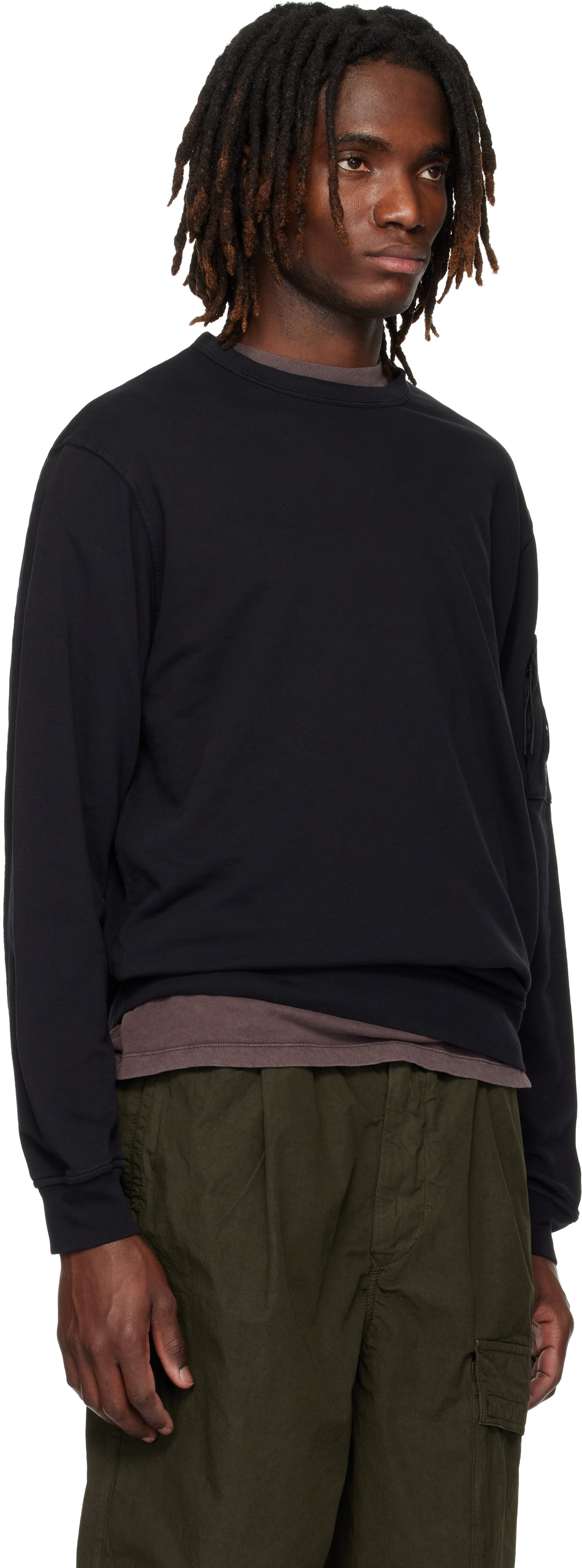 新品未使用C.P. COMPANY LIGHT FLEECE CREWNECK C.P. Company Black Light Fleece Crewneck Sweatshirt C.P. Company