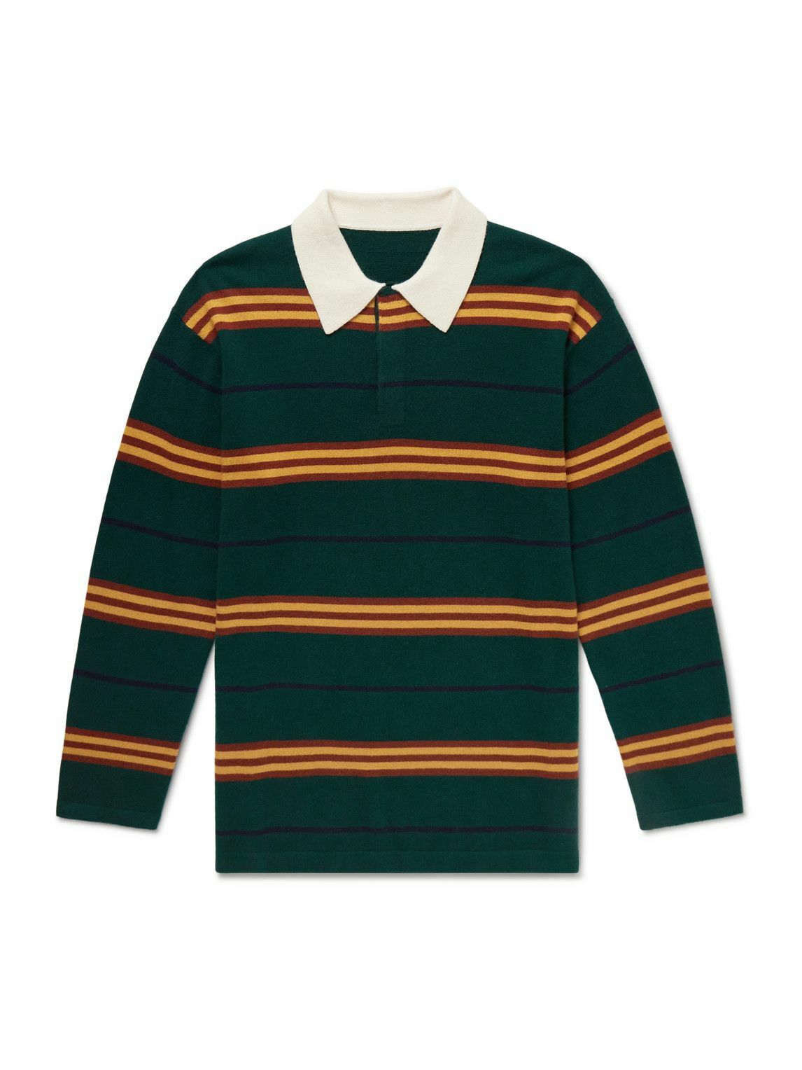 Guest In Residence - Rugby Striped Cashmere Polo Shirt - Green
