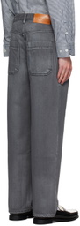 AFTER PRAY Gray Coated Wide Jeans