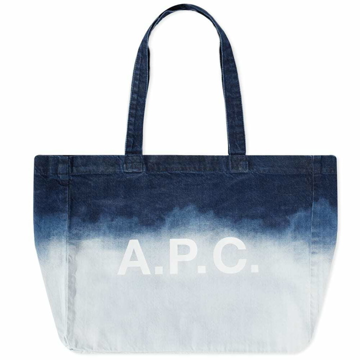 Photo: A.P.C. Diane Denim Logo Shopping Bag in Bleached Out