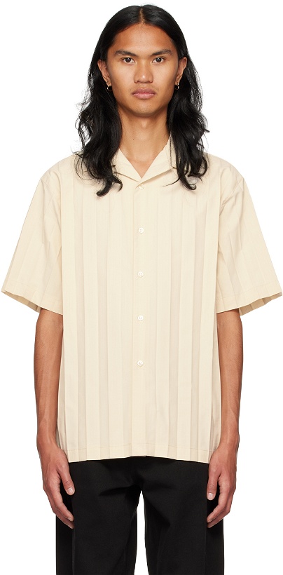 Photo: MSGM Off-White Pleated Shirt