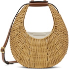 Staud Beige Mini Moon Wicker Bag