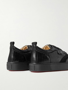 Christian Louboutin - Happrui Spikes Suede and Leather-Trimmed Mesh Sneakers - Black