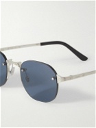 Cartier Eyewear - Santos de Cartier Rimless Oval-Frame Silver-Tone Sunglasses