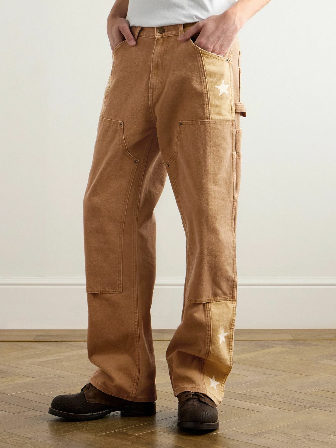 Cherry Los Angeles - Straight-Leg Panelled Printed Cotton-Canvas Trousers - Brown