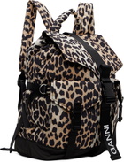 GANNI Black & Beige Leopard Tech Backpack