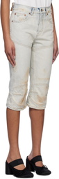 MM6 Maison Margiela Blue Panel Sprayed Capri Denim Shorts