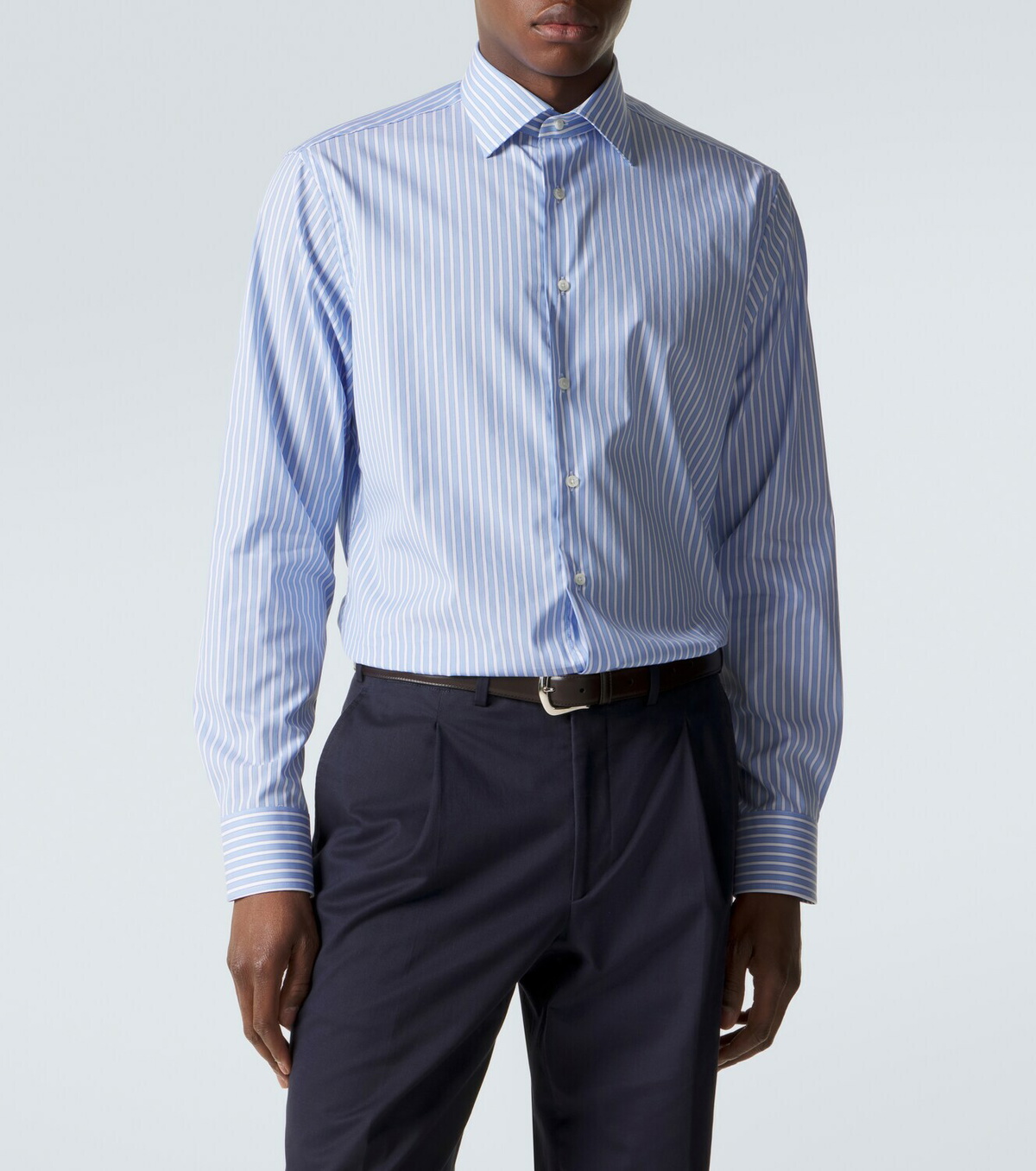 Canali Striped cotton poplin shirt