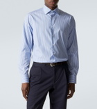 Canali Striped cotton poplin shirt
