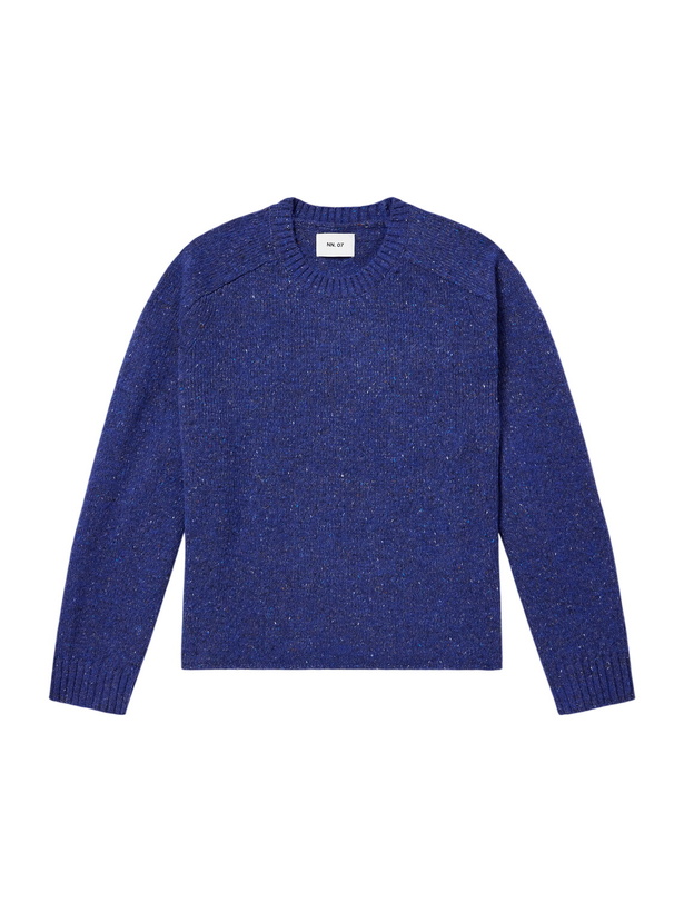 Photo: NN07 - Jim 60074 Wool-Blend Knitted Crewneck - Blue