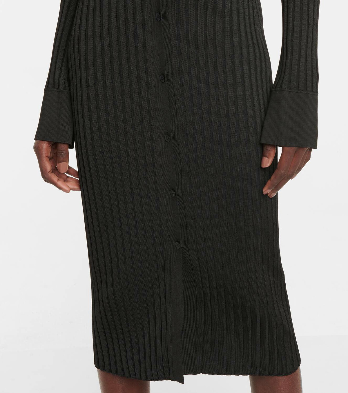 Galvan Ribbed button-down midi dress