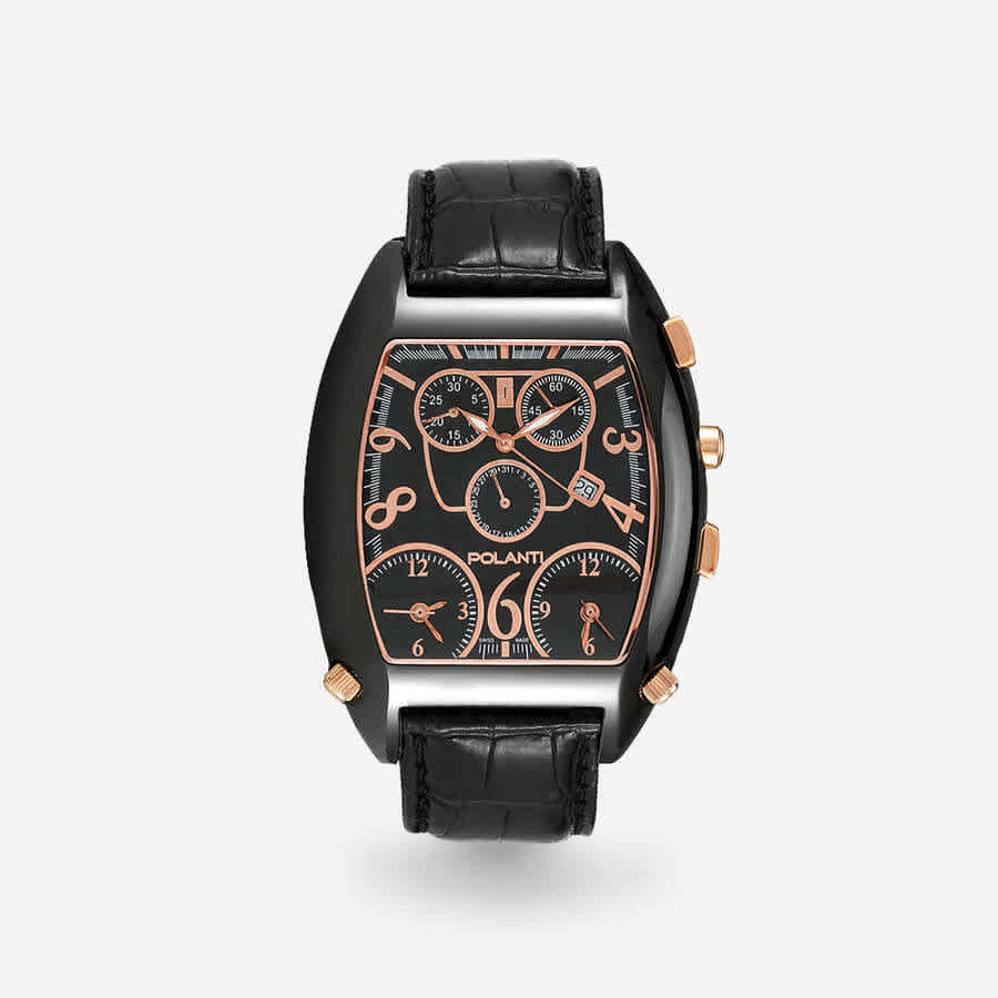 Polanti 3T-Zone Chronograph Quartz Rose Gold Dial Mens Watch PL2400-IPBK-RG