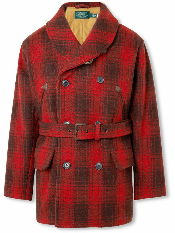 Photo: Polo Ralph Lauren - Polo Country Shawl-Collar Belted Checked Cotton Jacket - Red