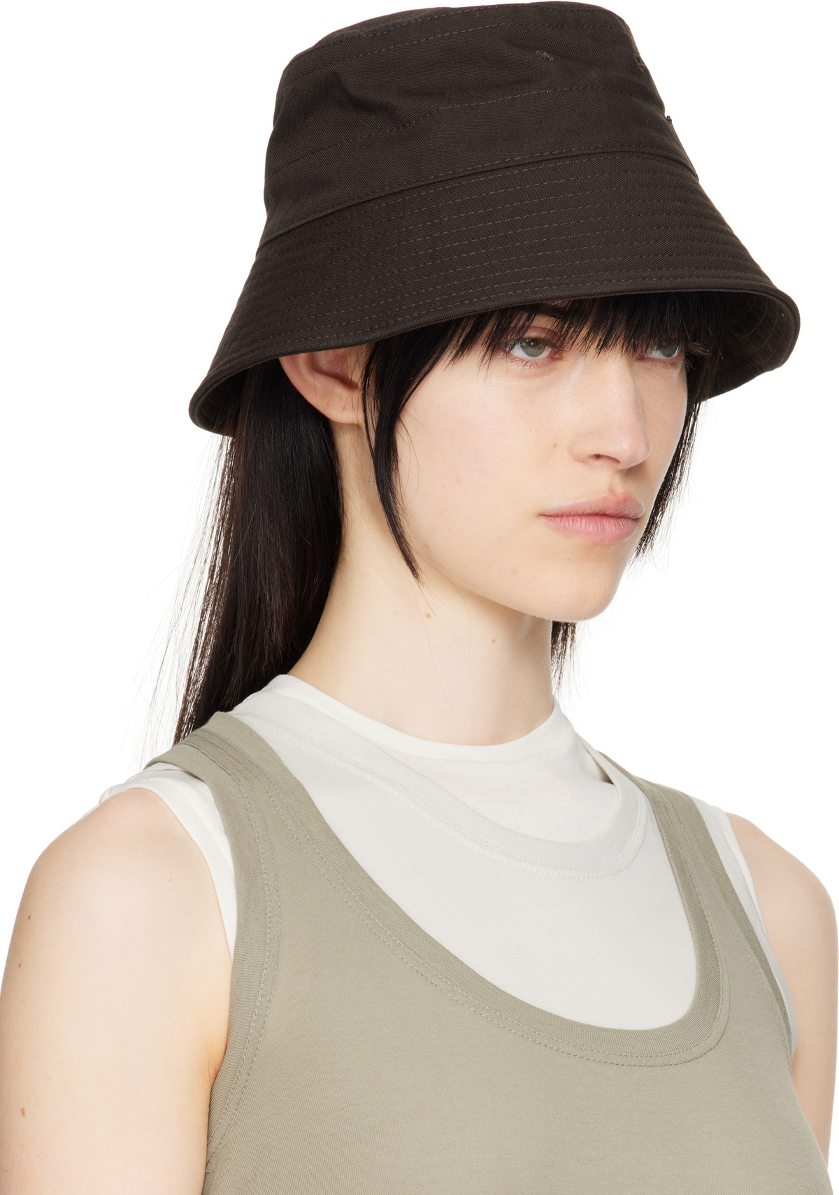 Jil Sander Brown Logo Bucket Hat