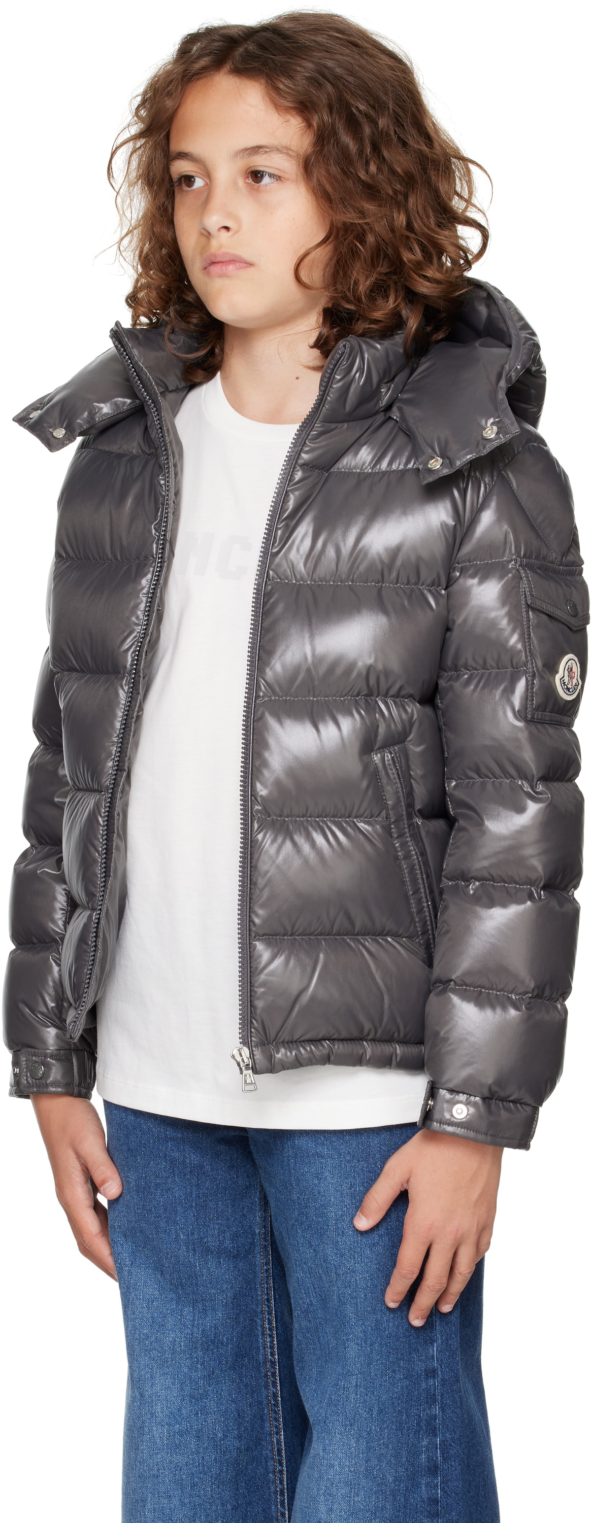 Moncler Enfant Big Kids Gray Maya Hooded Down Jacket Moncler Enfant