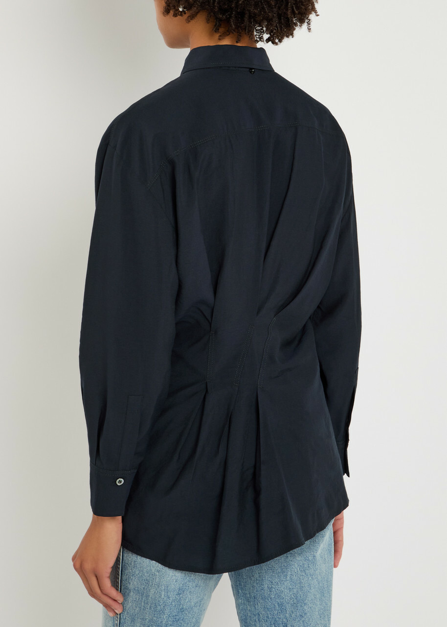 High Skylark Gathered Woven Shirt Dark Blue