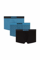 Diesel Three-pack of stretch cotton trunks with monogram - Trunks Mens in Blue