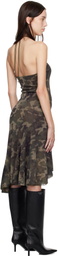 MISBHV Khaki Camo Mesh Trapezoid Midi Dress