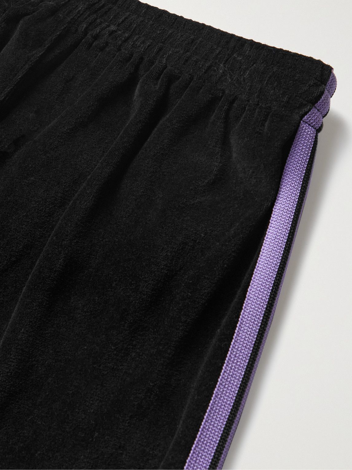 司*様 needles Black×Purple Needles - Logo-Embroidered Stripe-Trimmed Cotton-Blend