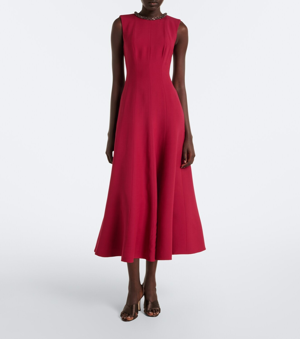 Roland Mouret Embellished wool and silk midi dress