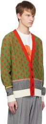 A PERSONAL NOTE 73 Orange & Green Jacquard Cardigan