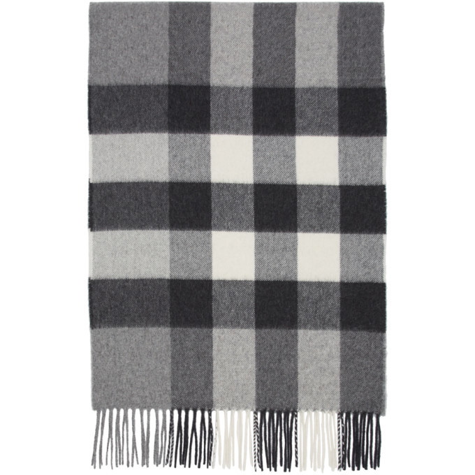 Photo: Burberry Grey Cashmere Mega Check Scarf