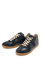 Maison Margiela Replica Panelled Leather Sneakers Navy