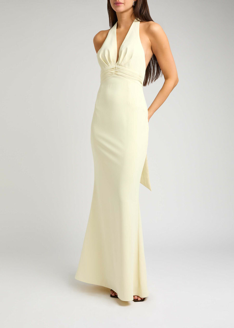 Odd Muse Halterneck Twill Maxi Dress Yellow Odd Muse