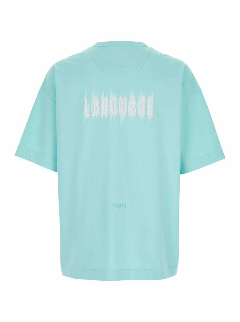 Juun.J Light Blue T-shirt With Logo Embroidered On The Front And Print On The Back In Cotton Man