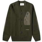 And Wander Men's Shetland Wool Cardigan in Khaki