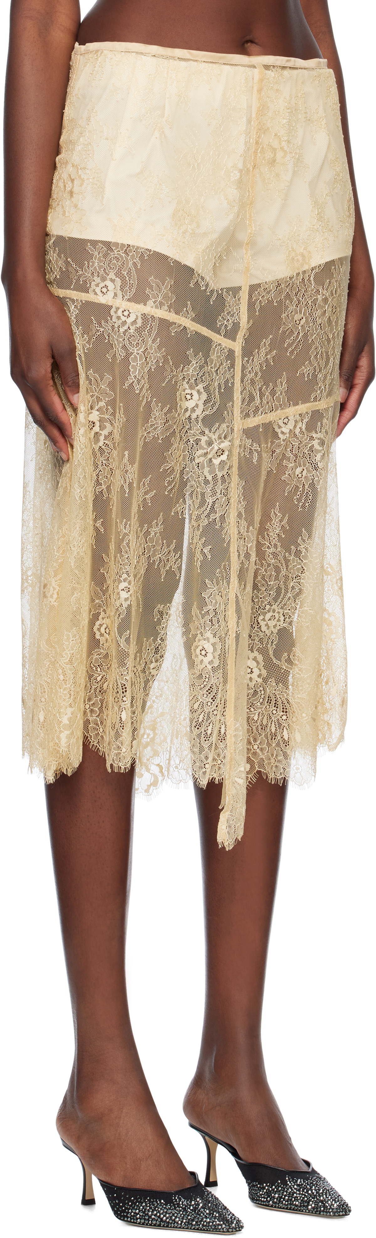 Stand Studio Beige Mathilde Midi Skirt