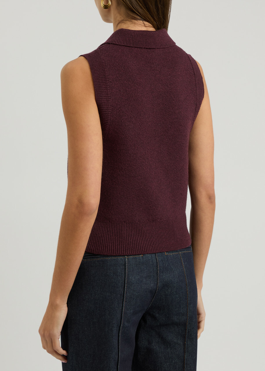 Remain BY Birger Christensen Wool Polo Vest Dark Red