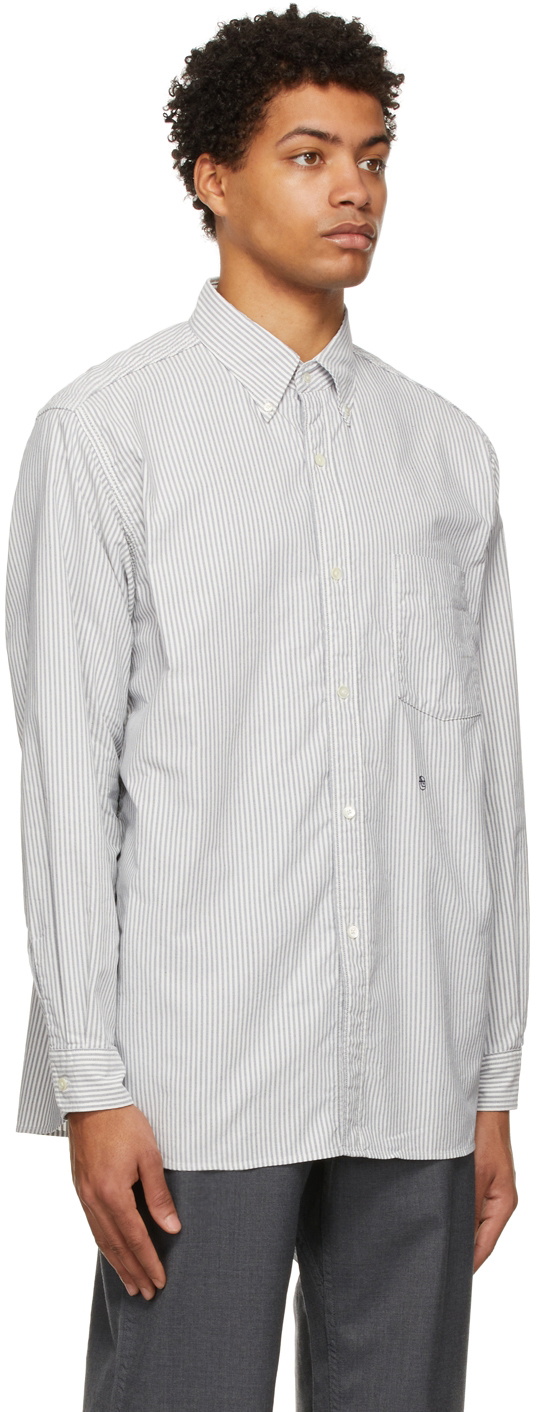 Nanamica Navy Button Down Stripe Wind Shirt