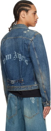 Palm Angels Blue Curved Logo Denim Jacket