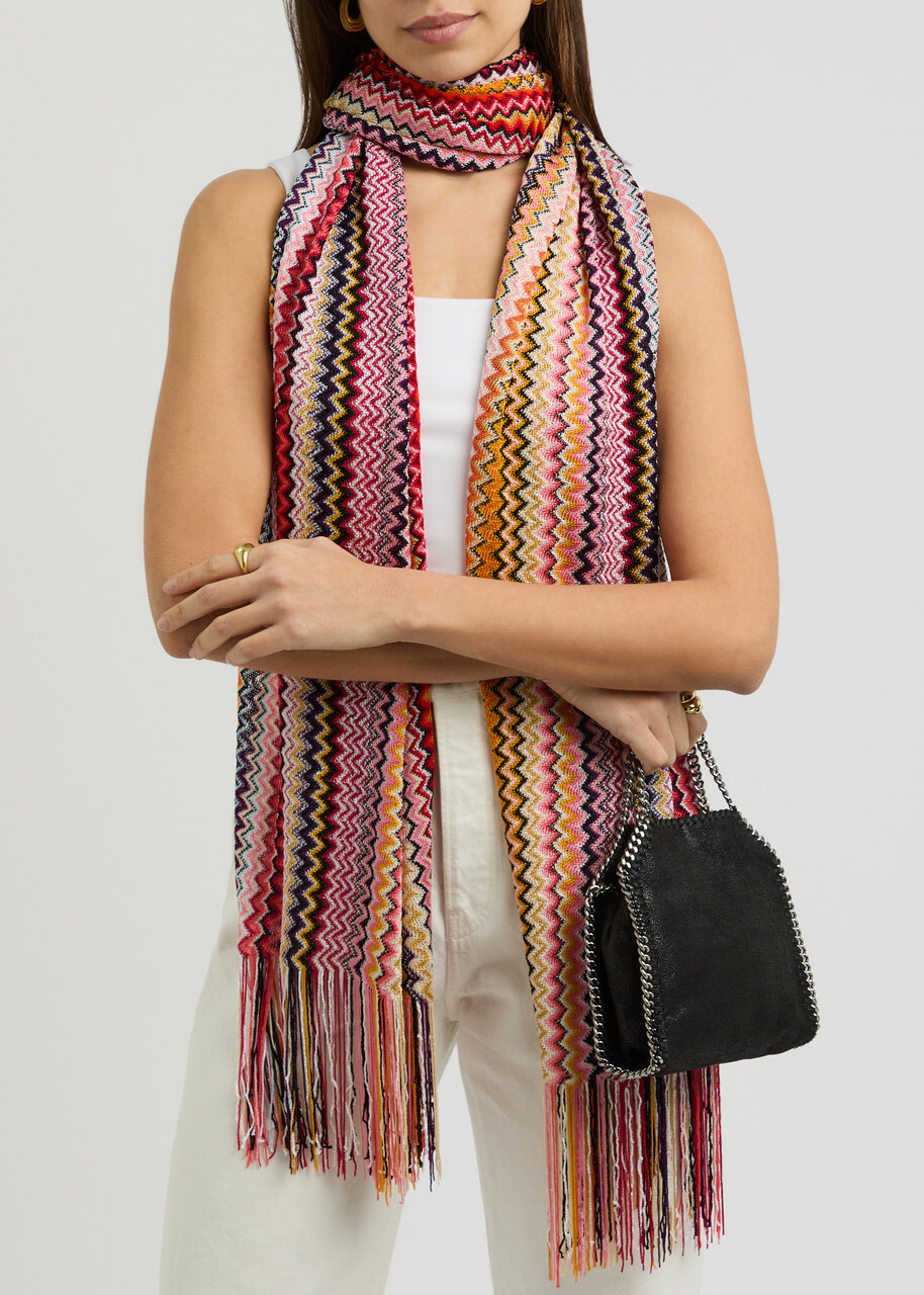 【新品未使用】Missoni  140cm 190cm 綿100 Missoni Zigzag-intarsia Fine-knit Scarf - Multicoloured - One Size