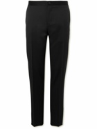 Canali - Straight-Leg Striped Wool Tuxedo Trousers - Black