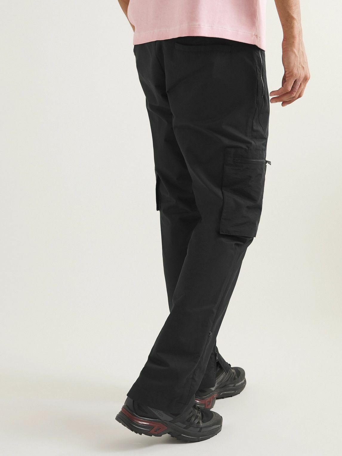 SAIF UD DEEN - Straight-Leg Panelled Cotton-Blend Shell Cargo Trousers - Black