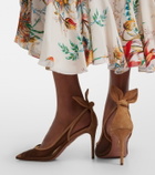 Aquazzura Bow Tie suede-trimmed mesh pumps