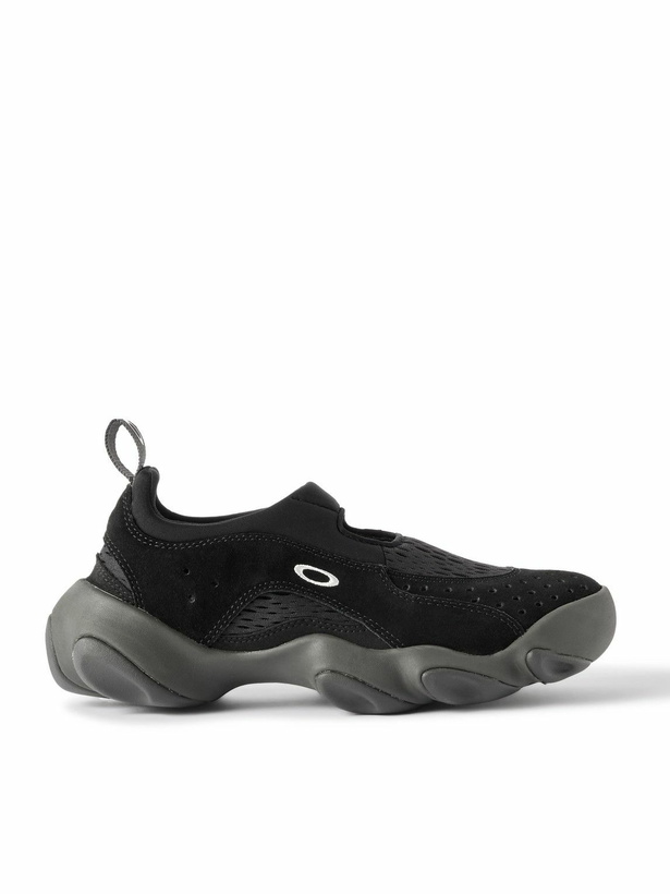 Photo: Oakley Factory - Flesh Jacquard-Knit, Suede and Mesh Slip-On Sneakers - Black
